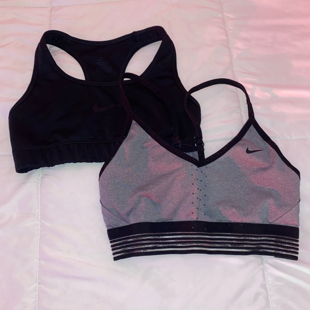 Nike Women's Black and Gray Sports Bra Duo